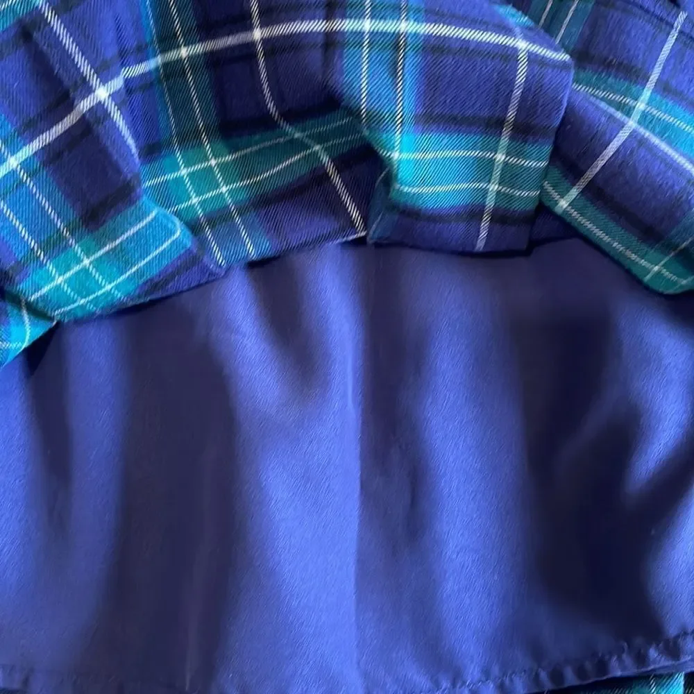 Forever 21 buckled pleated plaid skirt green and blue size M - Picture 8 of 8